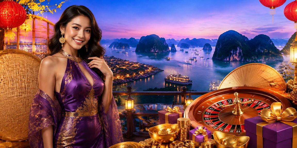Bàn roulette và nón lá truyền thống tại vịnh Hạ Long